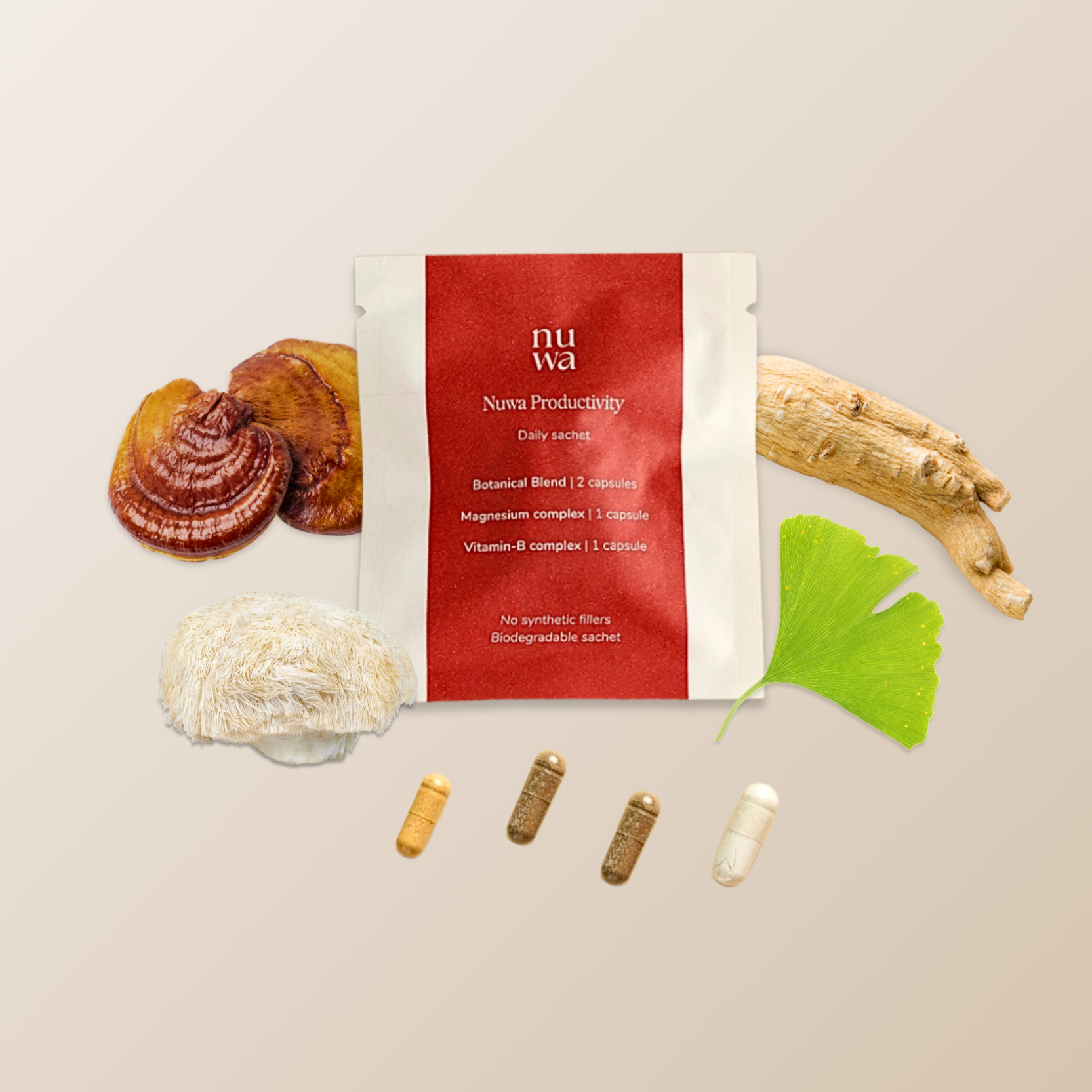 Nuwa is made of 15 brain boosting ingredients packed into 4 capsules
